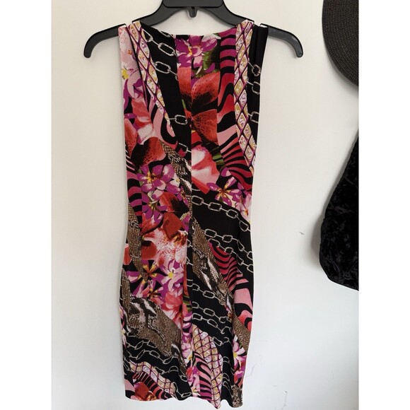 CACHE Stretch Chain Belt Animal Print Dress Size Small Above Knee Length - Picture 2 of 3